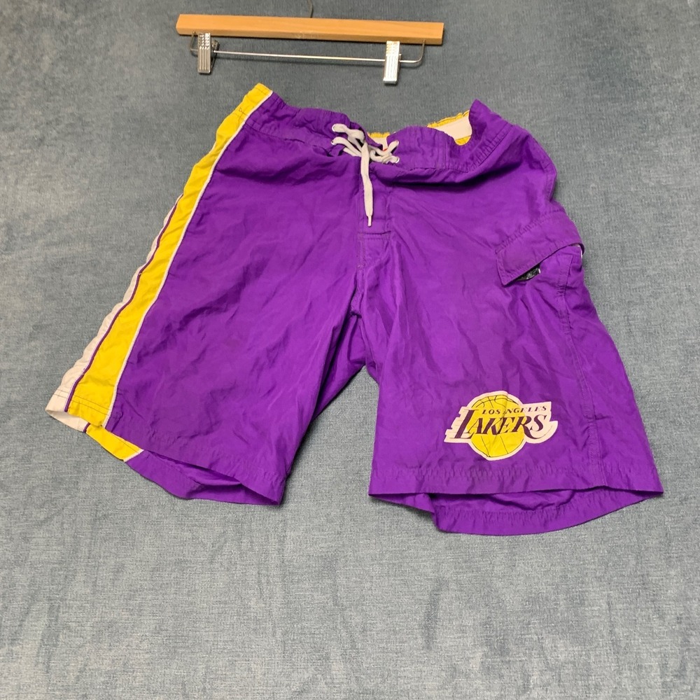 Los Angeles Lakers Swim Trunk Shorts Mens Small Purple NBA Basketball Sportswear